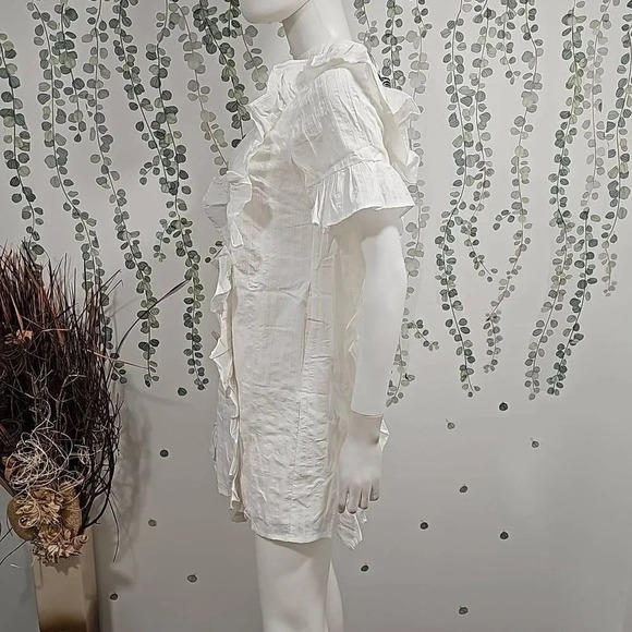 English Factory White Ruffle Mini Dress Sz S - Picture 7 of 11